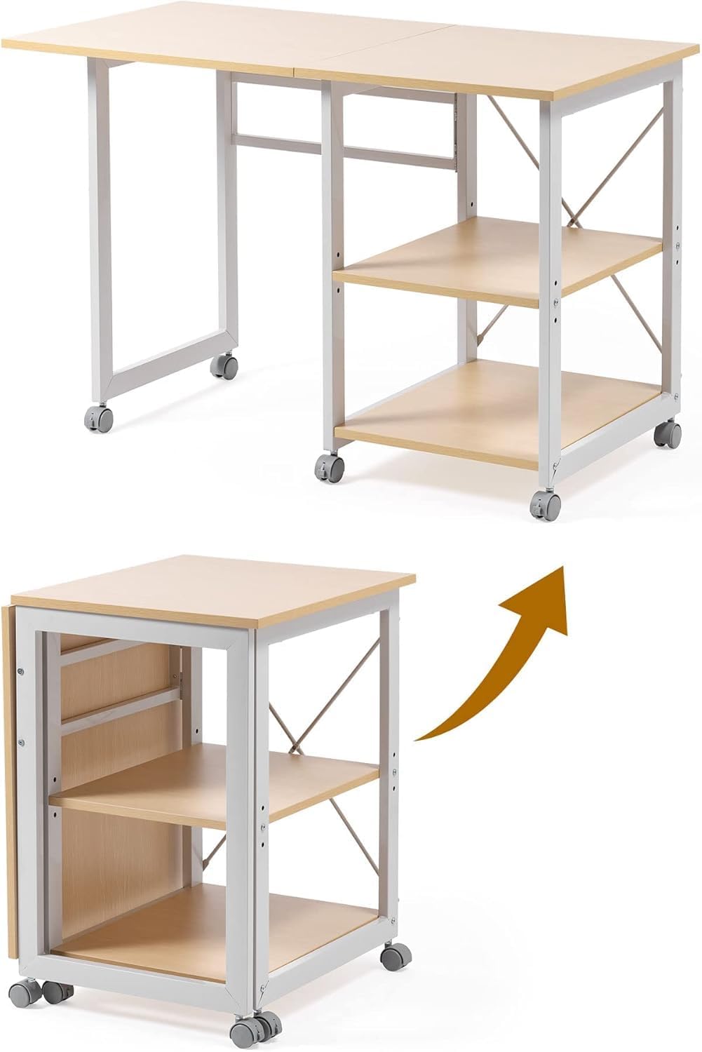 Amazon | 折りたたみデスク 作業台 キャスター付き 幅 107× 奥行 55cm